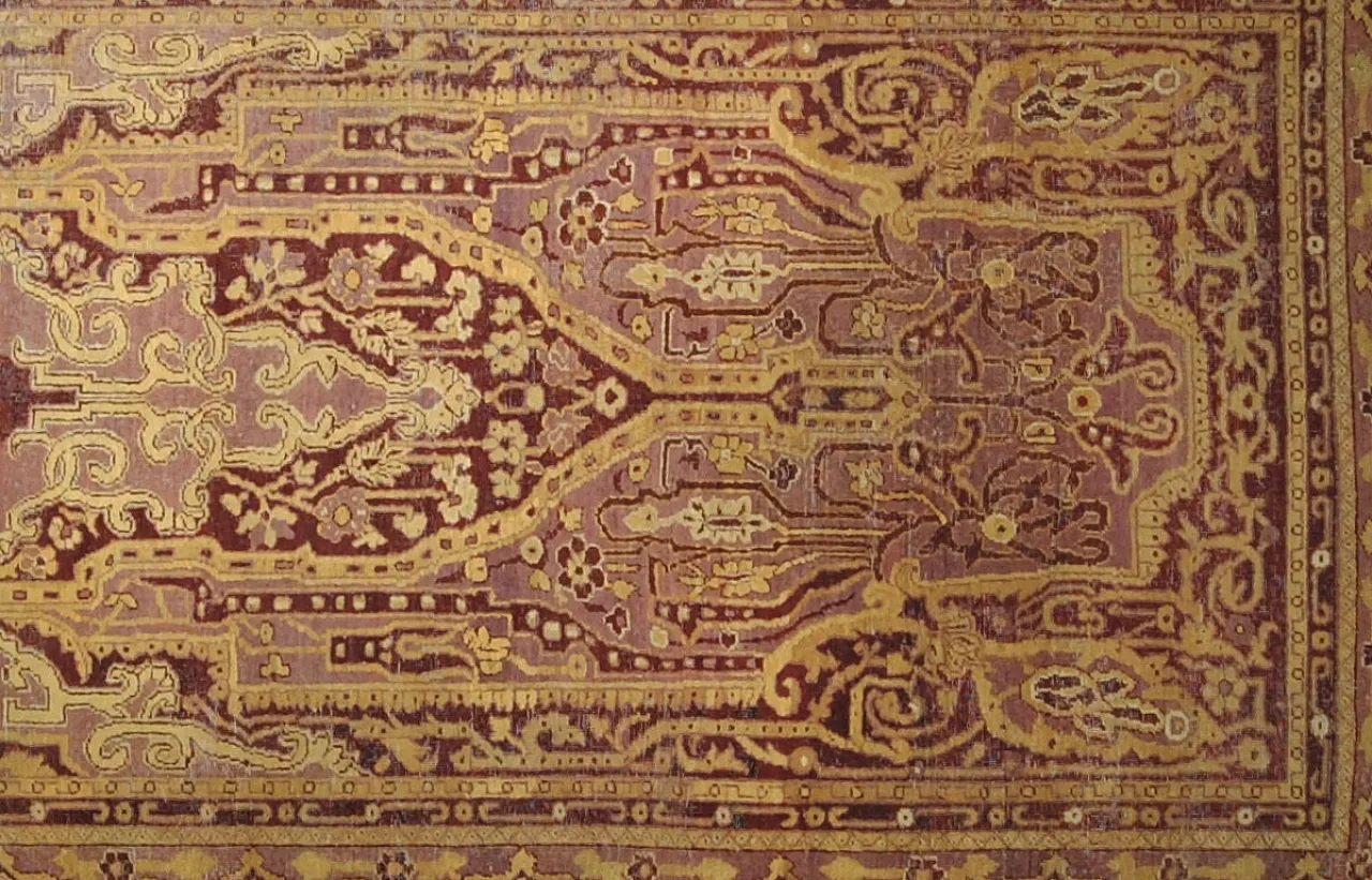 Tappeto orientale antico nei toni del rosso e ocra, '800 3